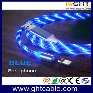 Magnetic Type USB Flowing Blue Light Cable With Changeable Plug
