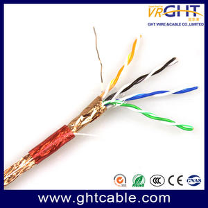 Indoor SFTP Cat5e Network Cable Red Transparent PVC